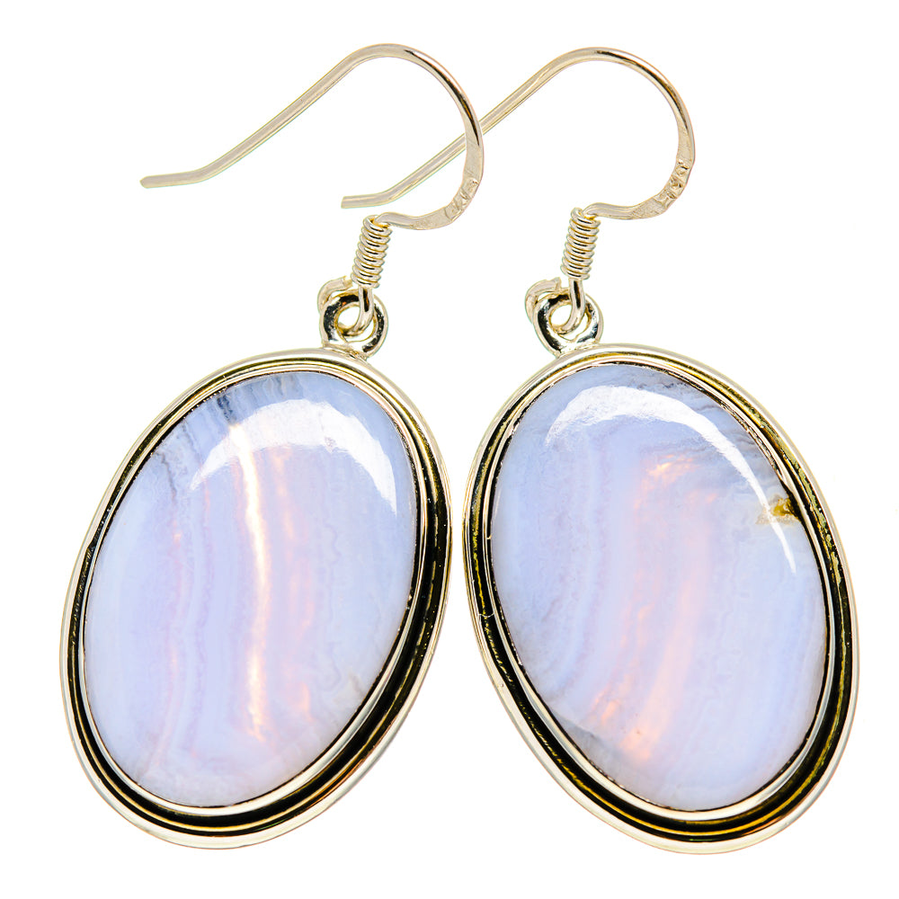 Blue Lace Agate Earrings handcrafted by Anasilvercos - EARR412025