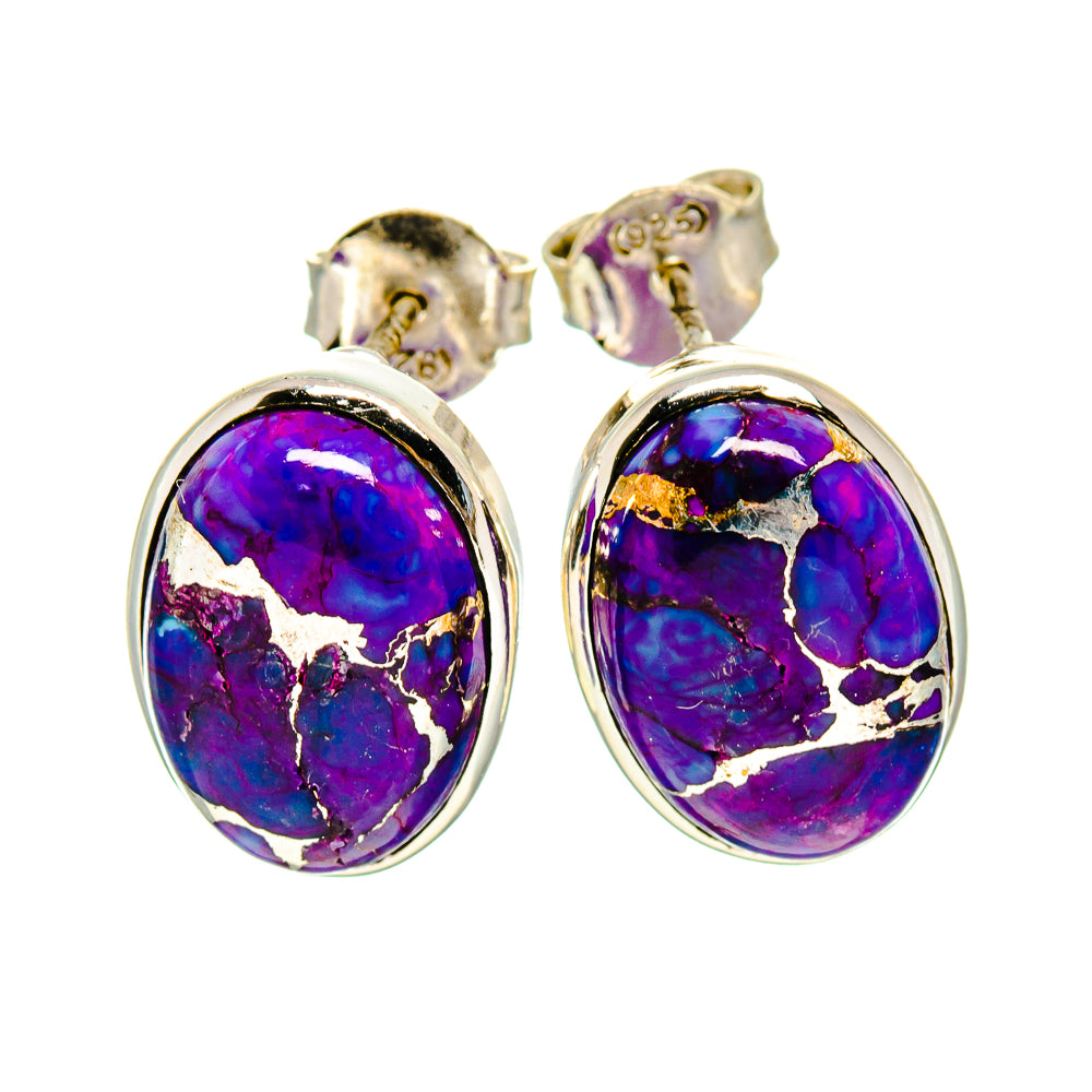 Purple Copper Composite Turquoise Earrings handcrafted by Anasilvercos - EARR412064