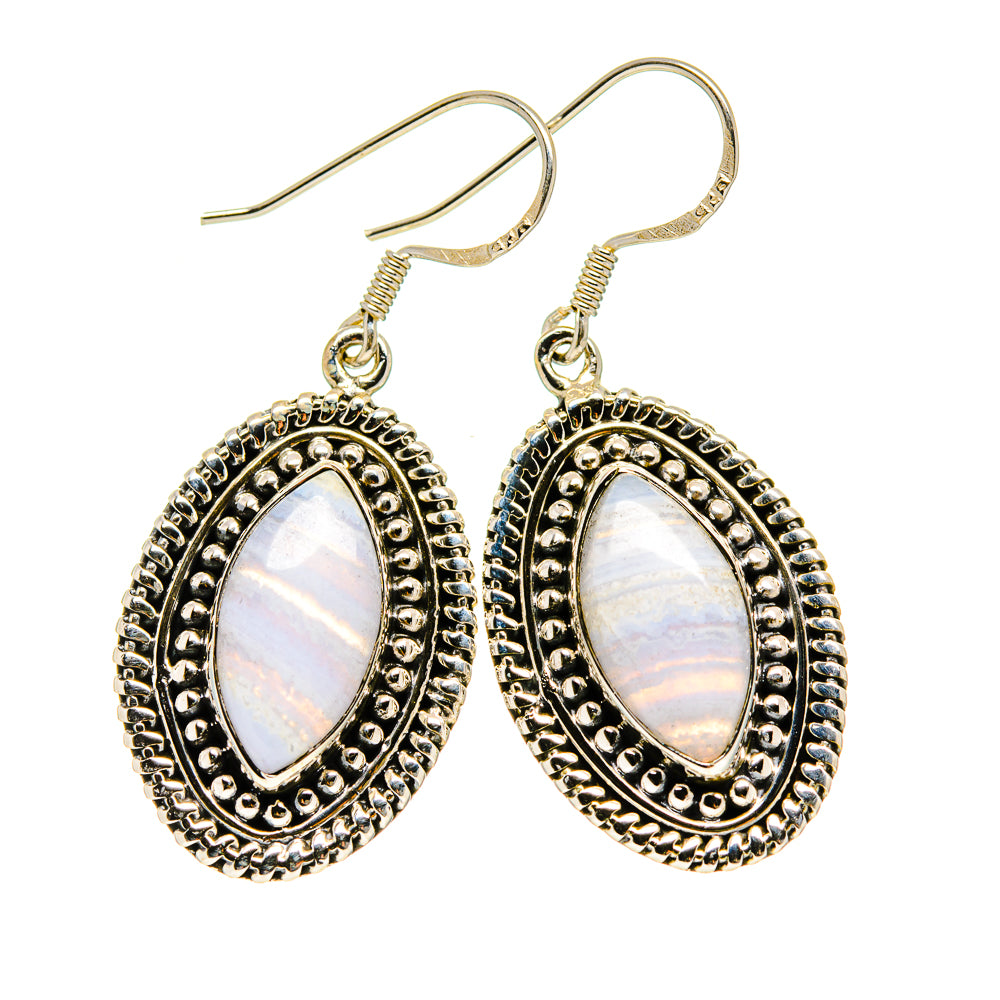 Blue Lace Agate Earrings handcrafted by Anasilvercos - EARR412094