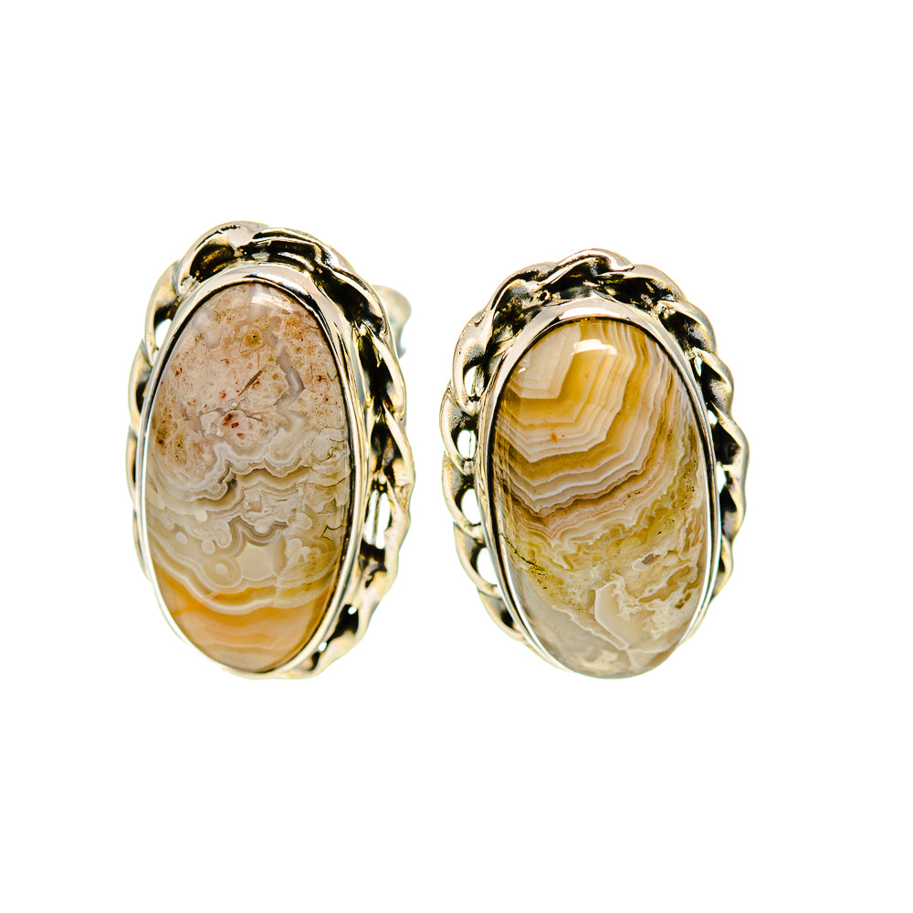 Laguna Lace Agate Earrings handcrafted by Anasilvercos - EARR412120