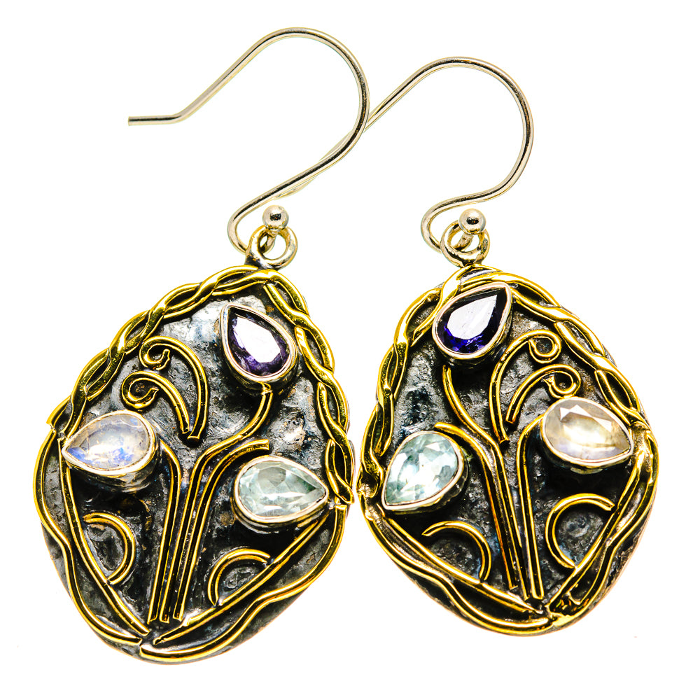 Rainbow Moonstone Earrings handcrafted by Anasilvercos - EARR412240
