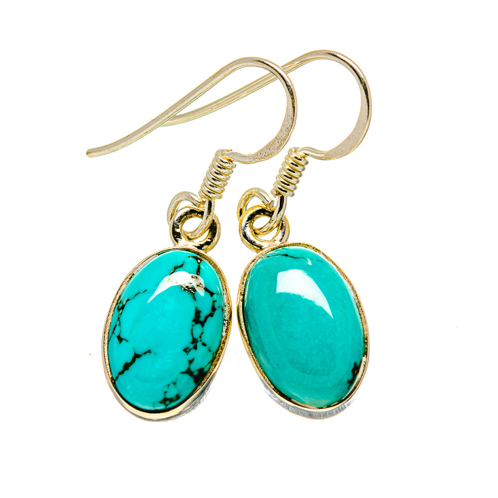 Tibetan Turquoise Earrings handcrafted by Anasilvercos - EARR412262