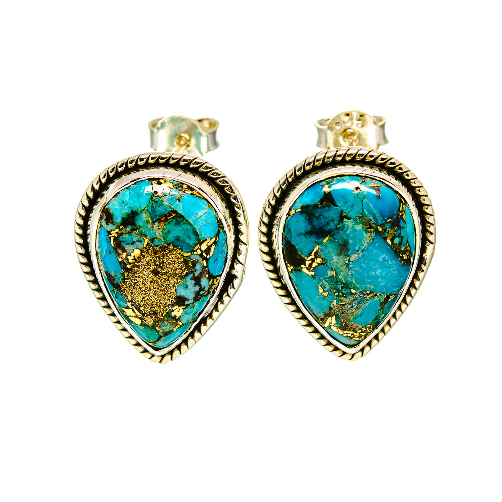 Blue Copper Composite Turquoise Earrings handcrafted by Anasilvercos - EARR412307