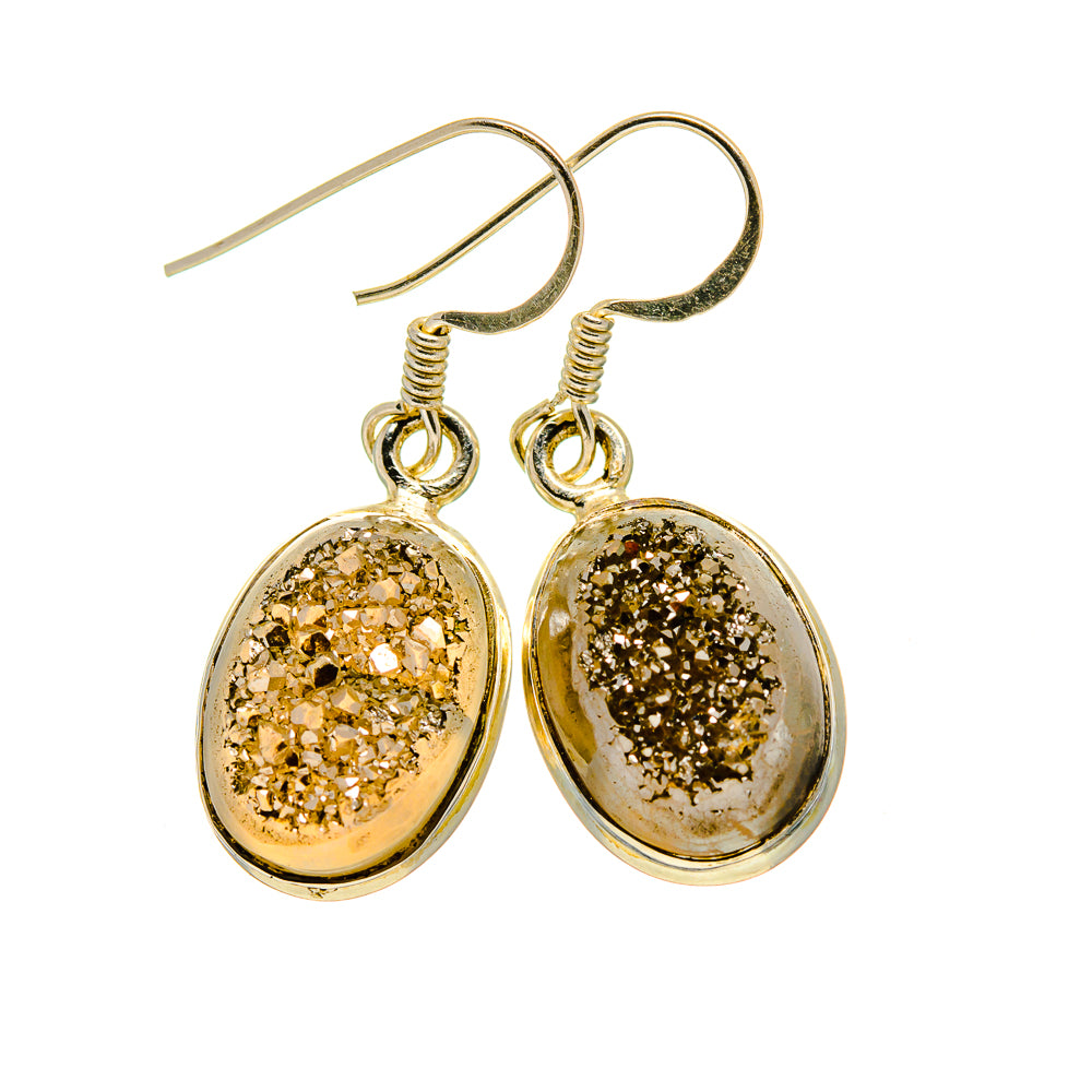 Pyrite Druzy Earrings handcrafted by Anasilvercos - EARR412323