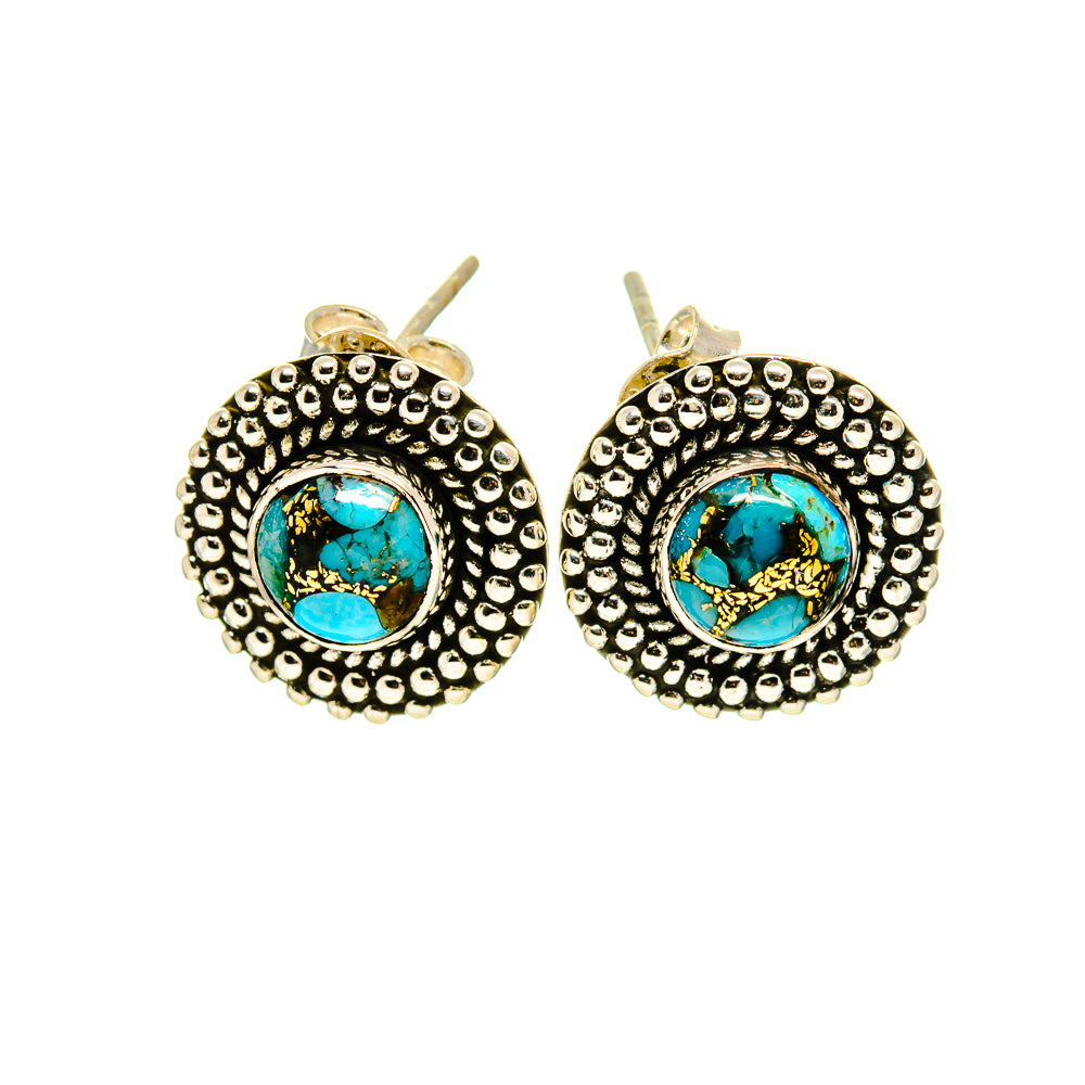 Blue Copper Composite Turquoise Earrings handcrafted by Anasilvercos - EARR412531