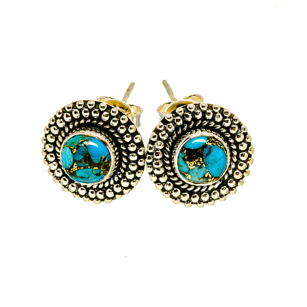 Blue Copper Composite Turquoise Earrings handcrafted by Anasilvercos - EARR412624