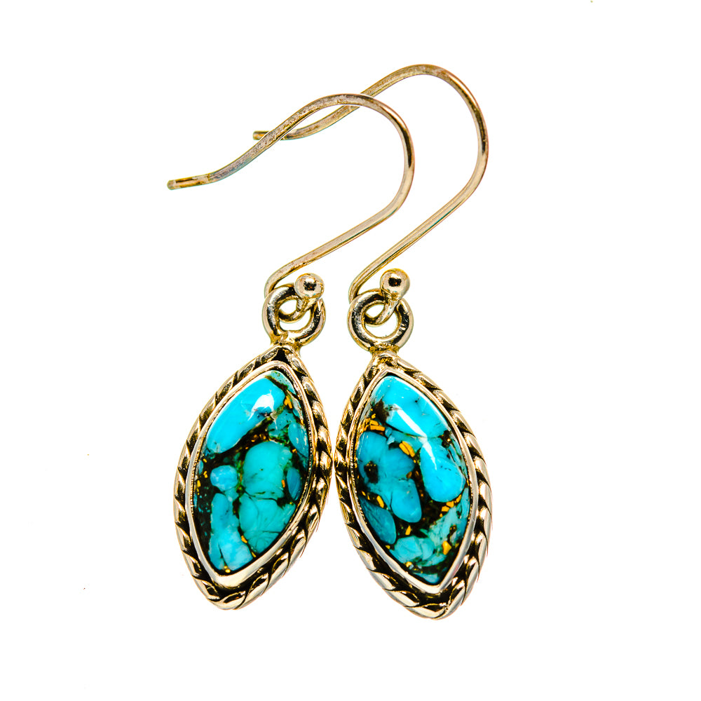 Tibetan Turquoise Earrings handcrafted by Anasilvercos - EARR412715