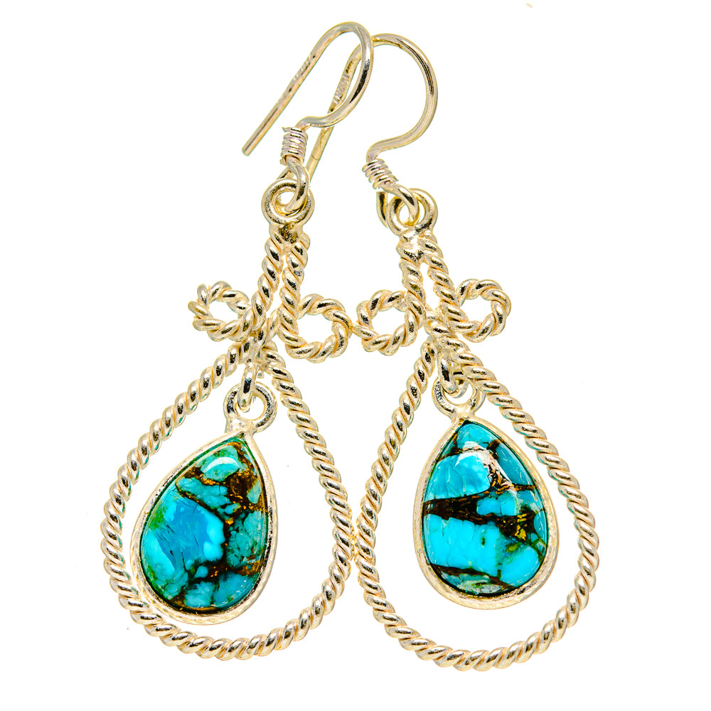 Blue Copper Turquoise Earrings handcrafted by Anasilvercos - EARR412733