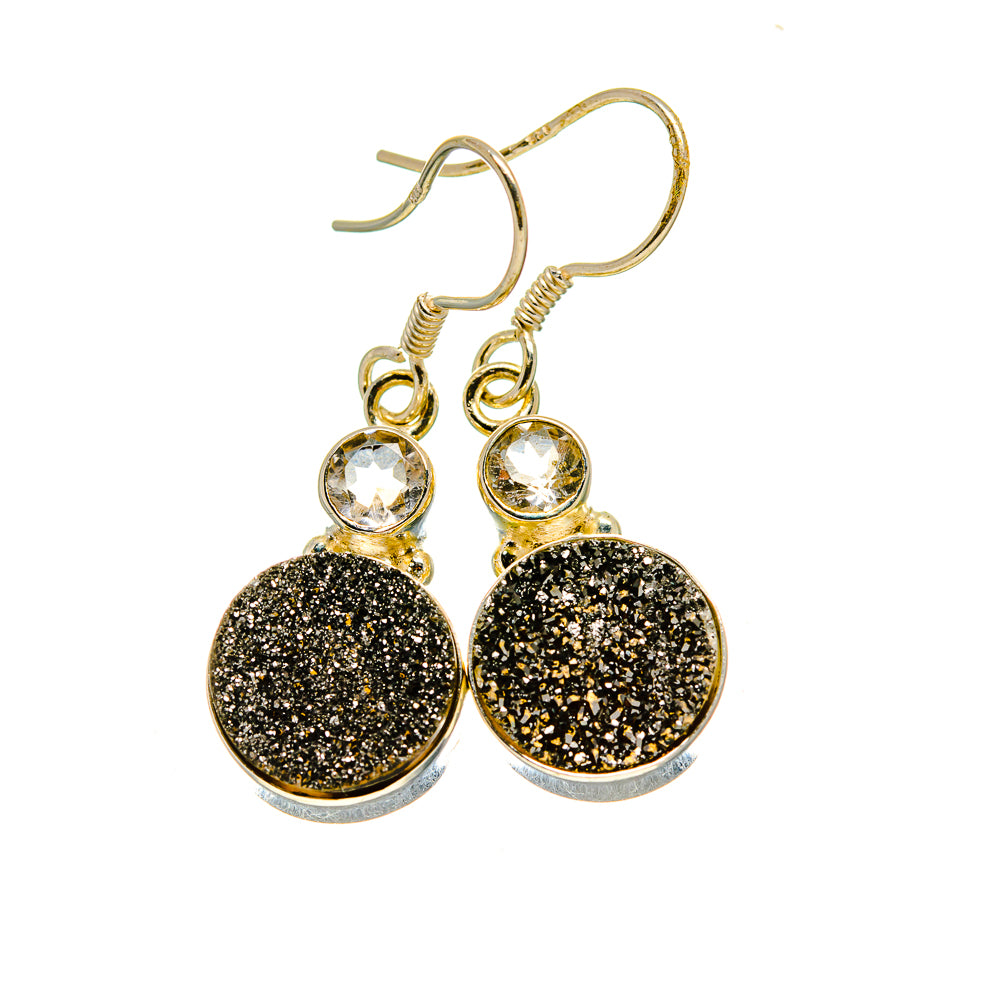Spectro Pyrite Druzy Earrings handcrafted by Anasilvercos - EARR412809