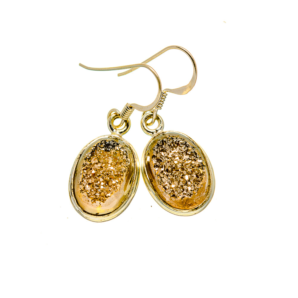 Spectro Pyrite Druzy Earrings handcrafted by Anasilvercos - EARR412810