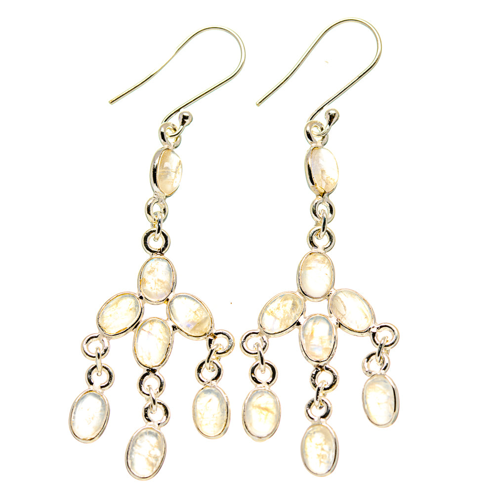 Rainbow Moonstone Earrings handcrafted by Anasilvercos - EARR412826