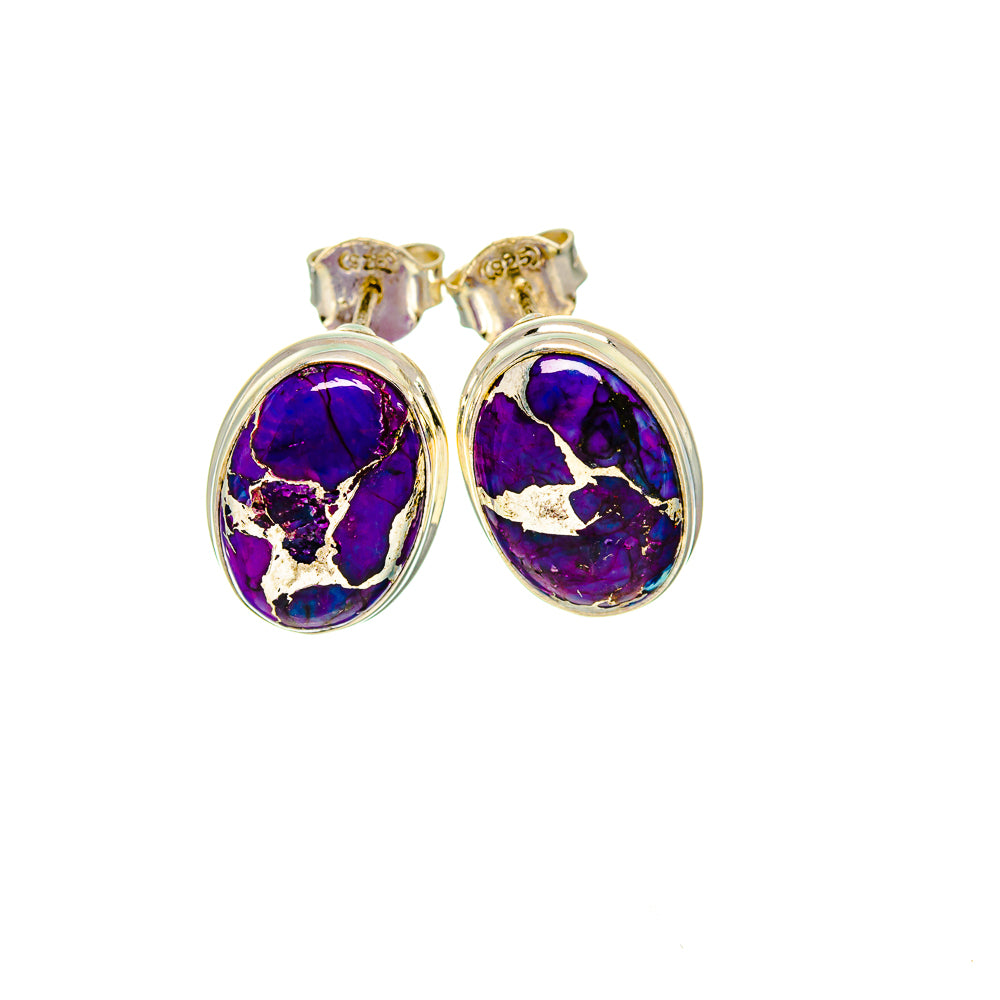 Purple Copper Composite Turquoise Earrings handcrafted by Anasilvercos - EARR412856