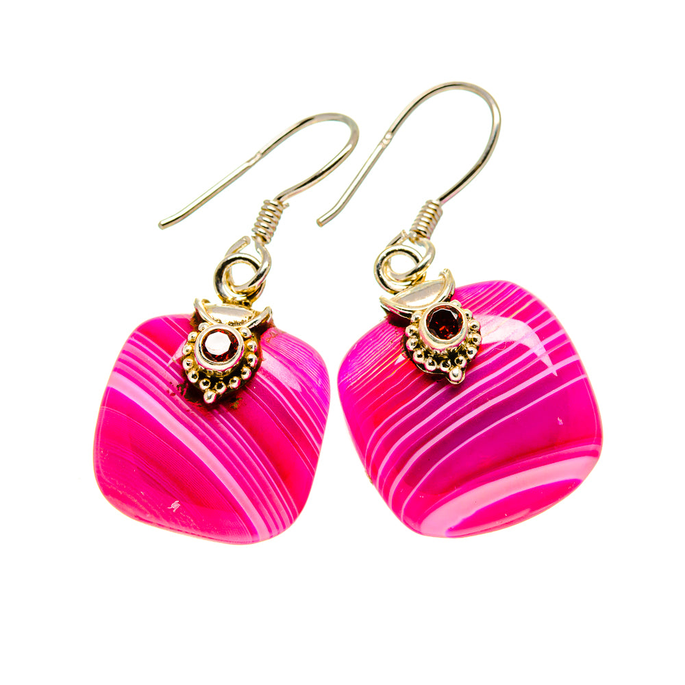 Pink Botswana Agate Earrings handcrafted by Anasilvercos - EARR412873