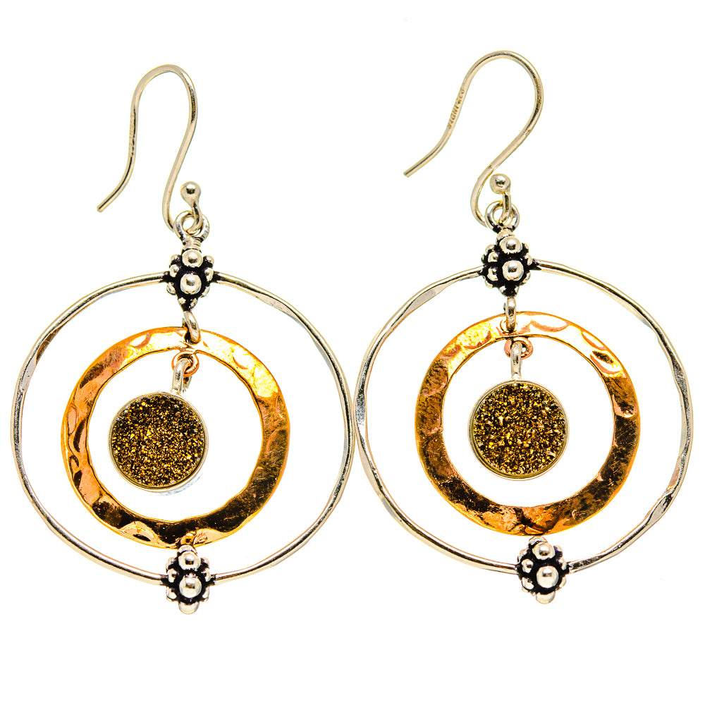Spectro Pyrite Druzy Earrings handcrafted by Anasilvercos - EARR412919
