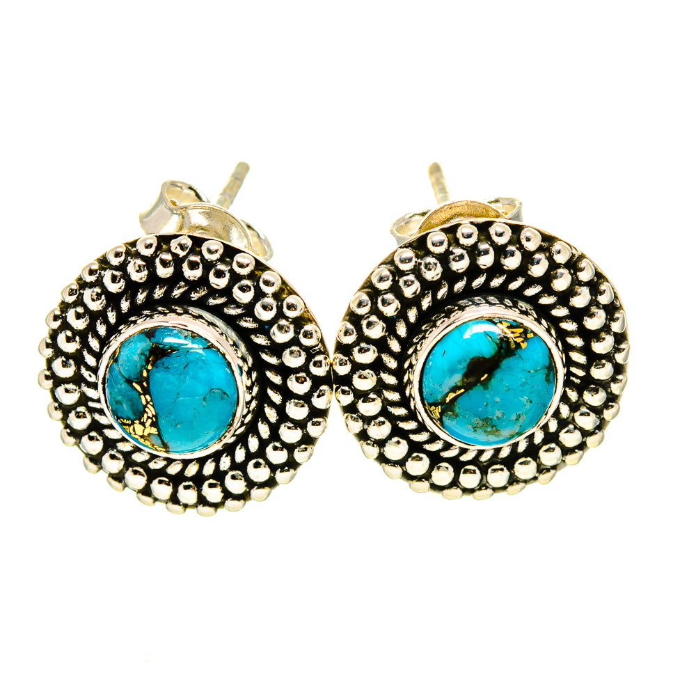 Blue Copper Composite Turquoise Earrings handcrafted by Anasilvercos - EARR412942