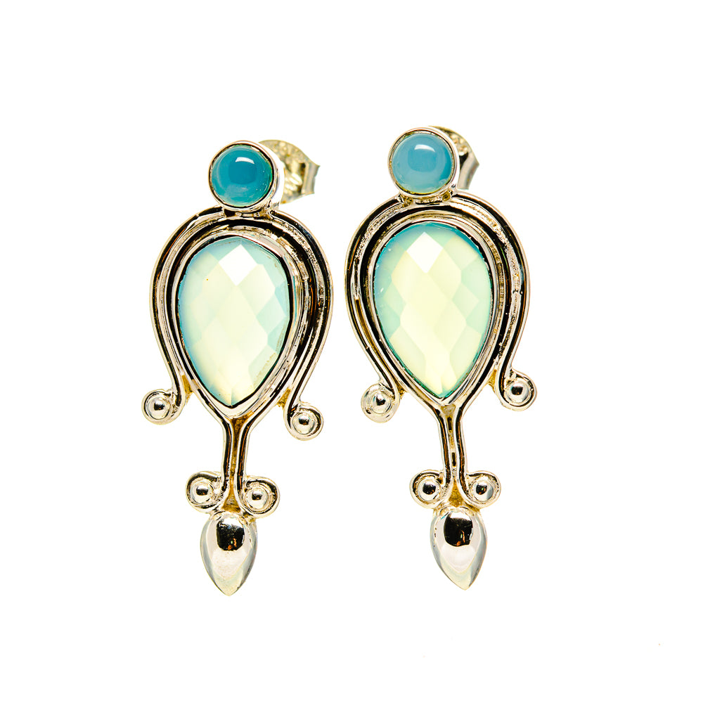 Aqua Chalcedony Earrings handcrafted by Anasilvercos - EARR413110