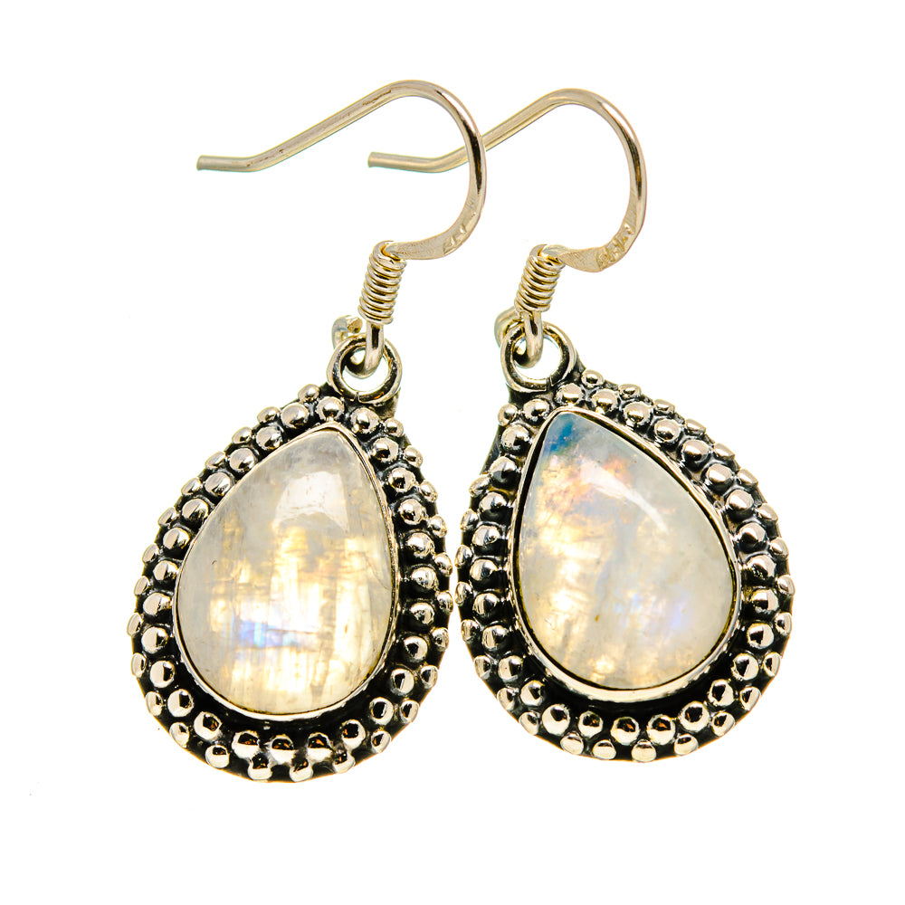 Rainbow Moonstone Earrings handcrafted by Anasilvercos - EARR413112