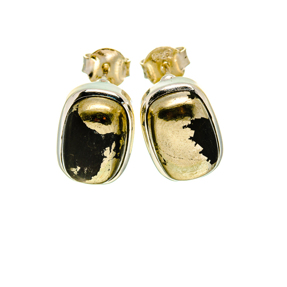 Pyrite In Black Onyx Earrings handcrafted by Anasilvercos - EARR413185