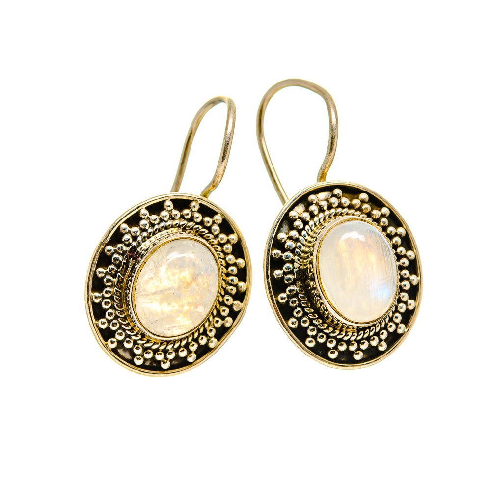 Rainbow Moonstone Earrings handcrafted by Anasilvercos - EARR413206