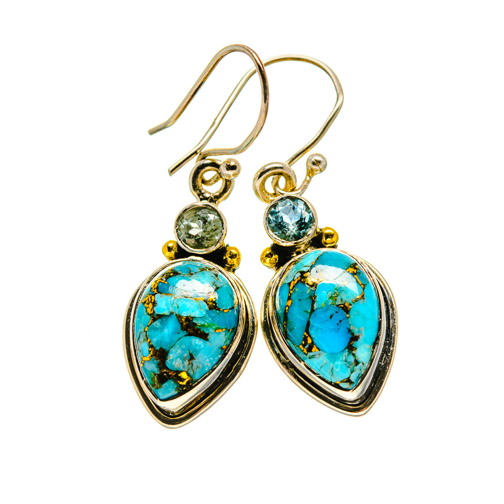 Blue Copper Composite Turquoise Earrings handcrafted by Anasilvercos - EARR413208