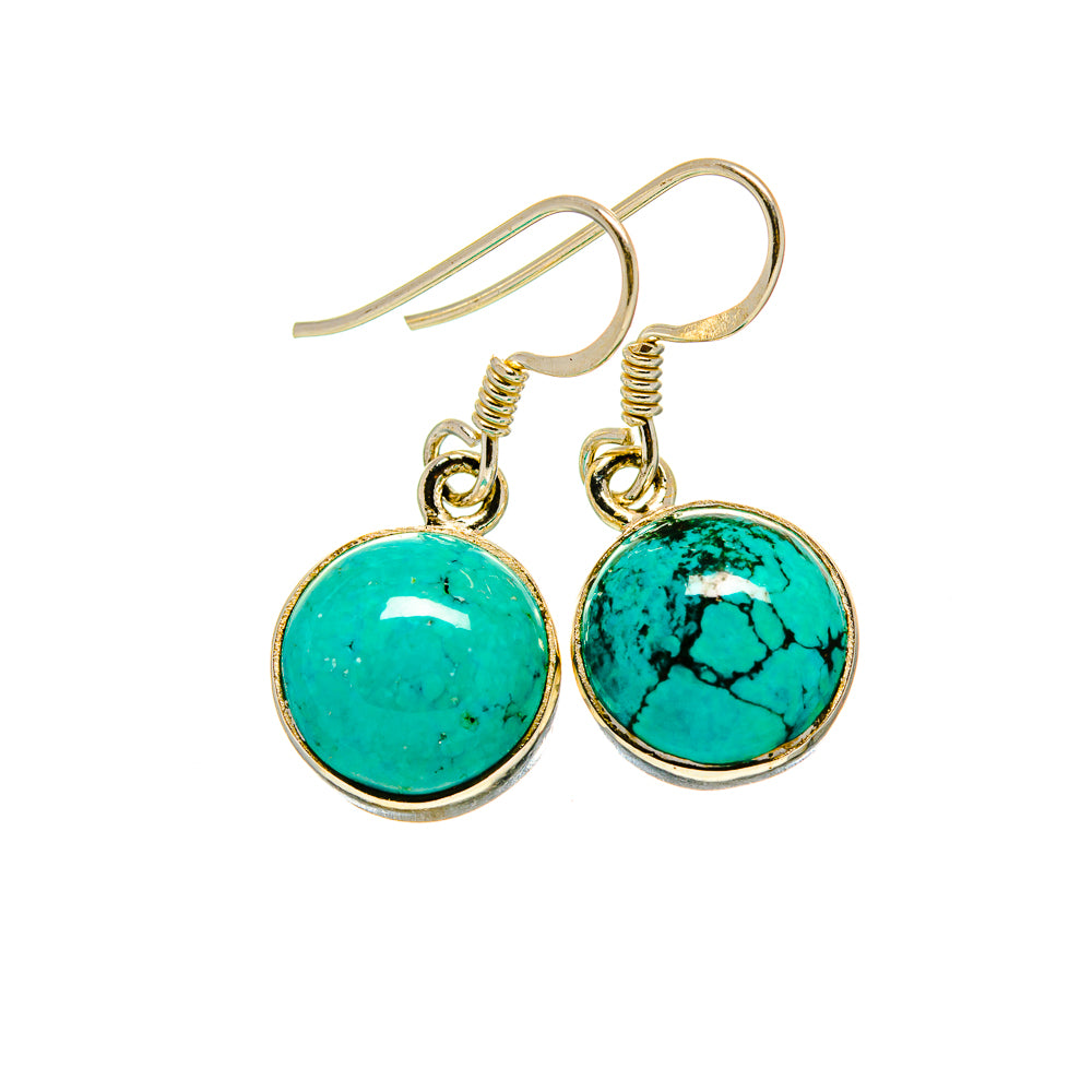 Tibetan Turquoise Earrings handcrafted by Anasilvercos - EARR413215