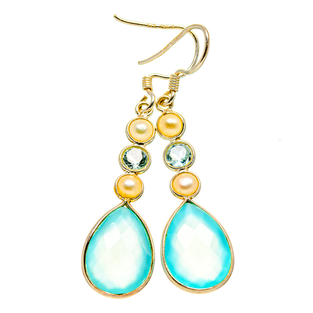 Aqua Chalcedony Earrings handcrafted by Anasilvercos - EARR413223