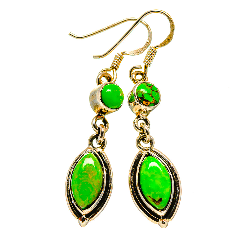 Green Copper Composite Turquoise Earrings handcrafted by Anasilvercos - EARR413224