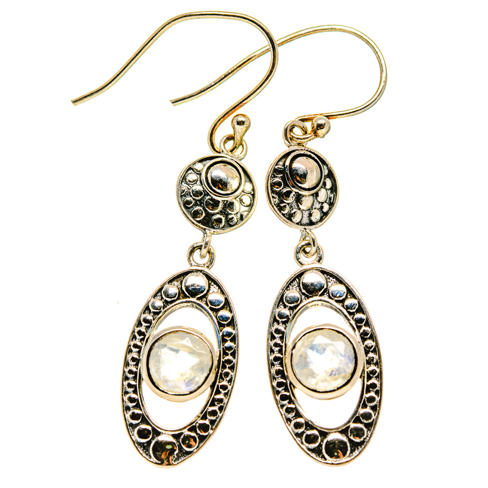 Rainbow Moonstone Earrings handcrafted by Anasilvercos - EARR413236