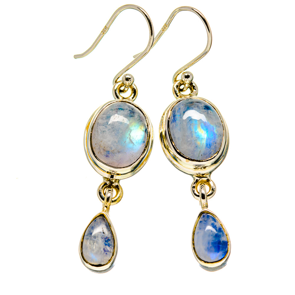 Rainbow Moonstone Earrings handcrafted by Anasilvercos - EARR413248