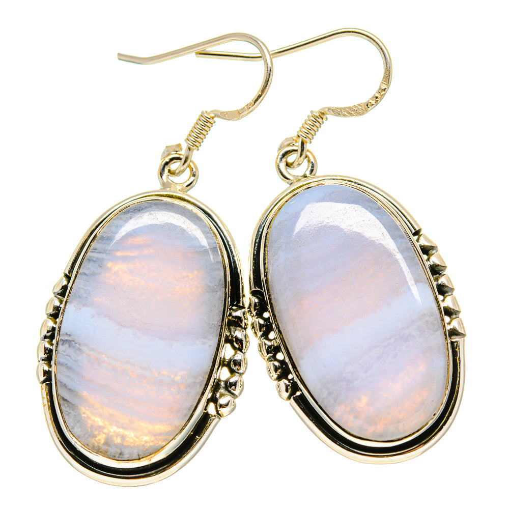 Blue Lace Agate Earrings handcrafted by Anasilvercos - EARR413252