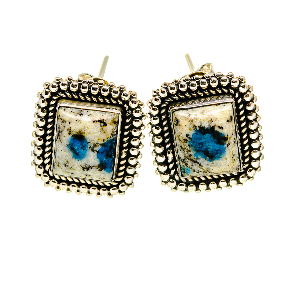 K2 Blue Azurite Earrings handcrafted by Anasilvercos - EARR413260