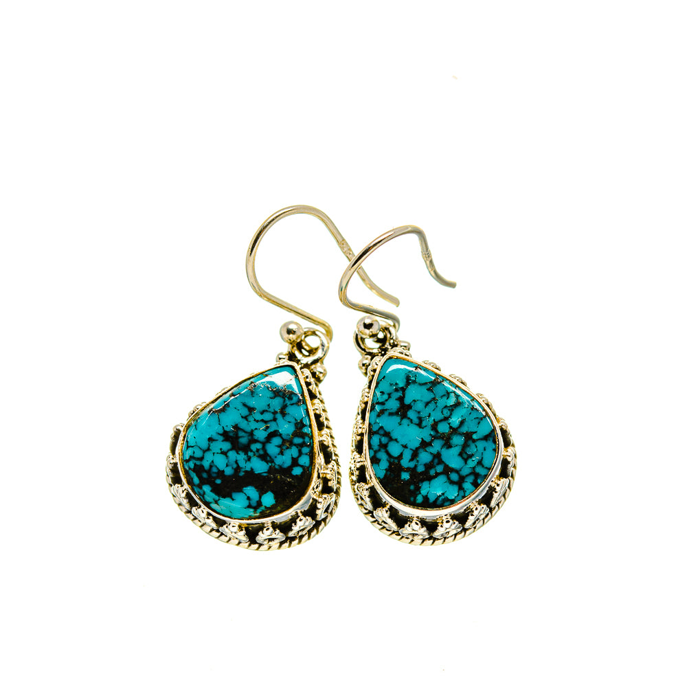 Tibetan Turquoise Earrings handcrafted by Anasilvercos - EARR413312