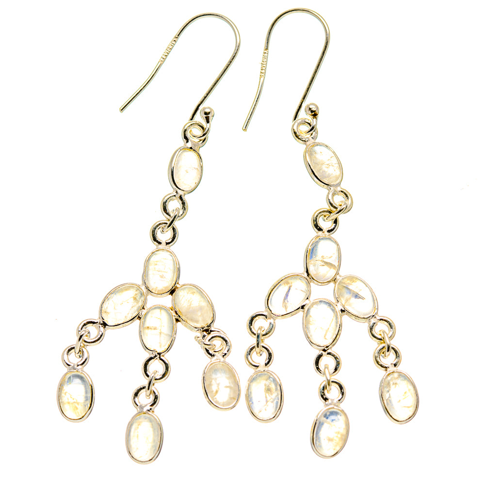 Rainbow Moonstone Earrings handcrafted by Anasilvercos - EARR413332