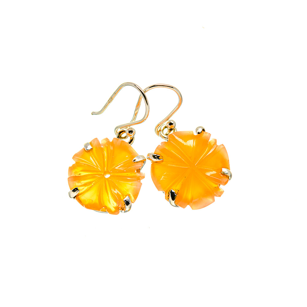 Peach Moonstone Earrings handcrafted by Anasilvercos - EARR413340
