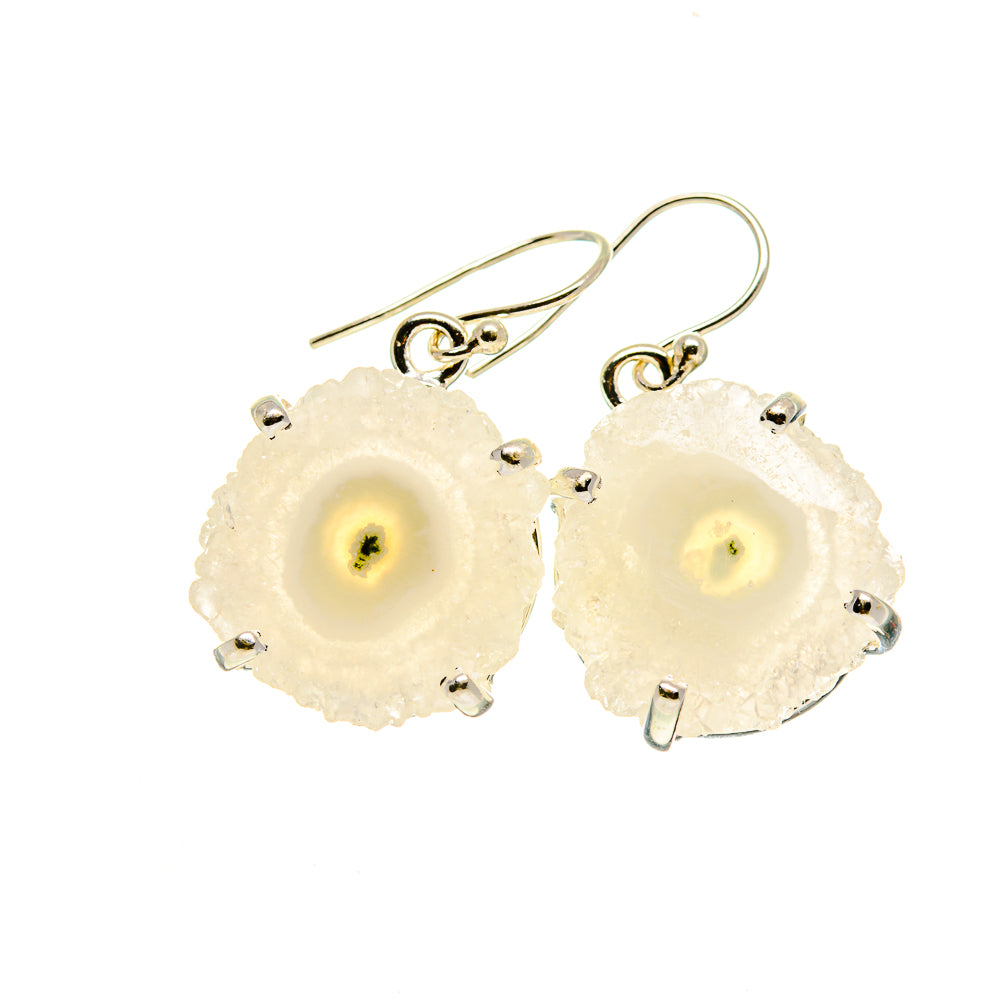 White Solar Quartz Earrings handcrafted by Anasilvercos - EARR413374