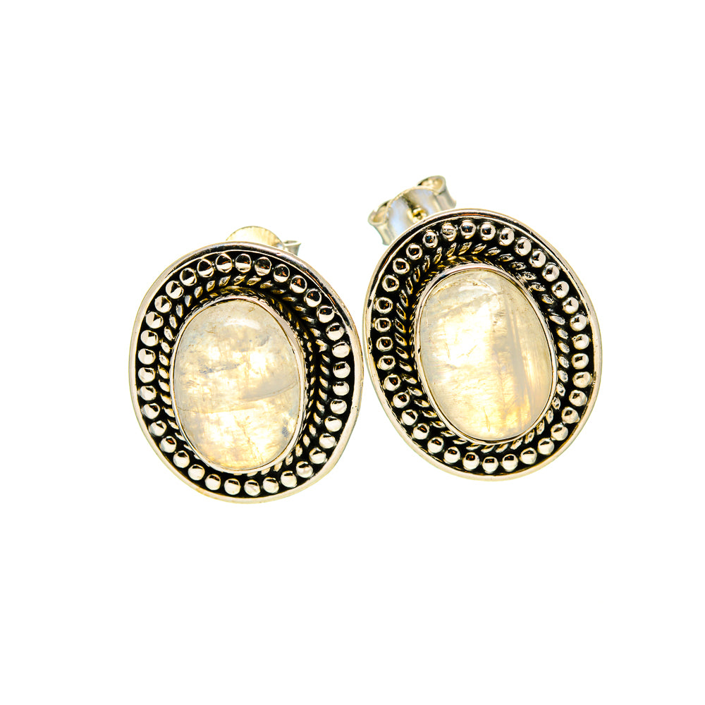 Rainbow Moonstone Earrings handcrafted by Anasilvercos - EARR413425