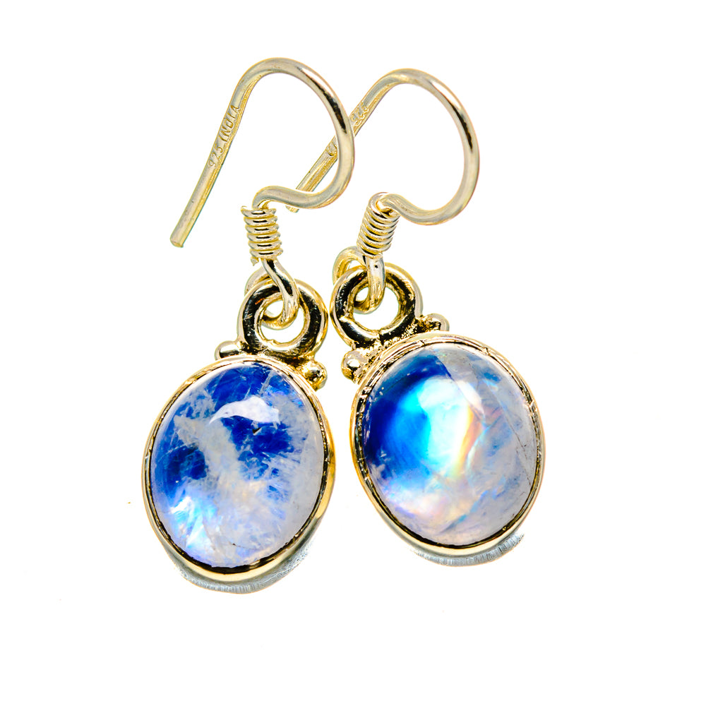 Rainbow Moonstone Earrings handcrafted by Anasilvercos - EARR413426
