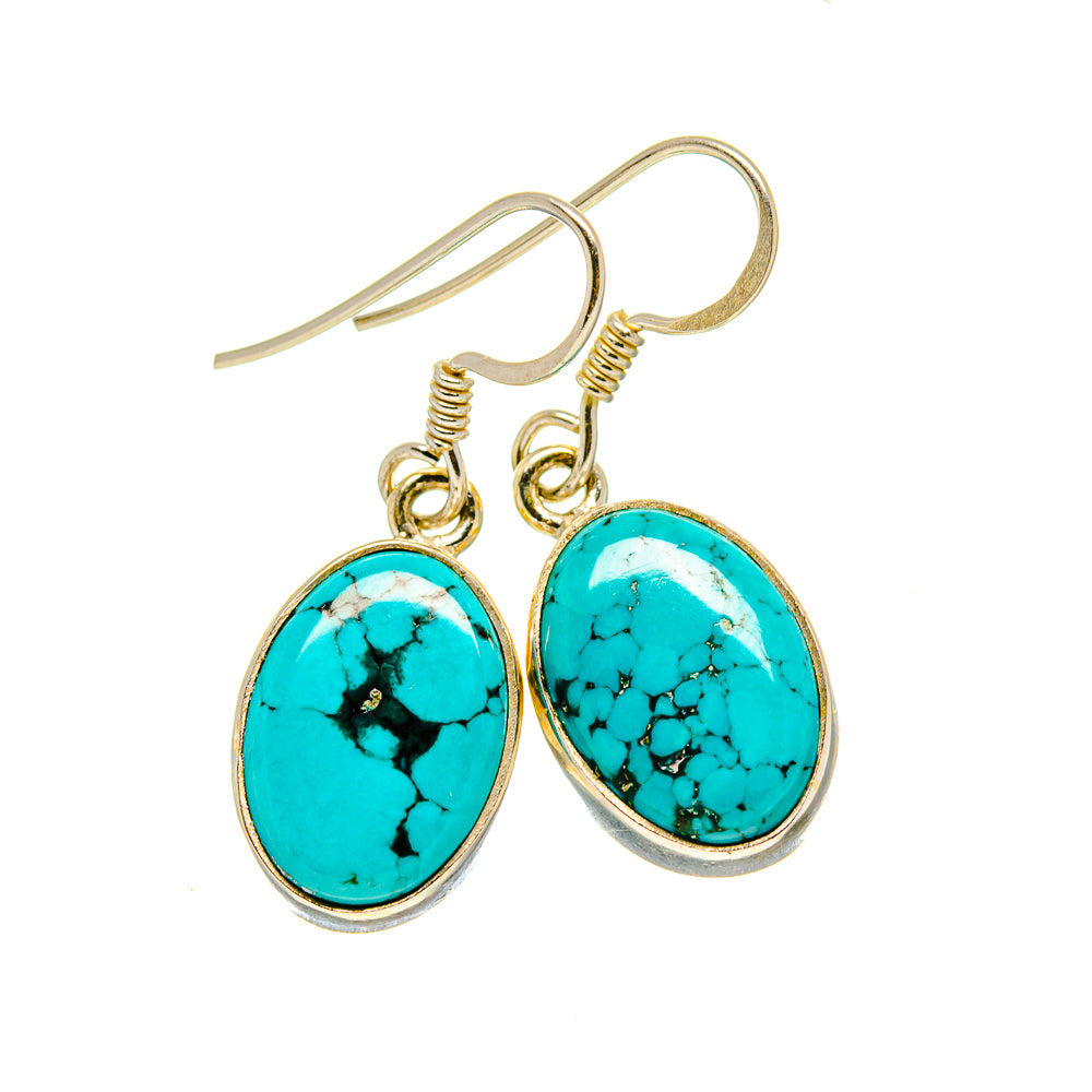 Tibetan Turquoise Earrings handcrafted by Anasilvercos - EARR413443