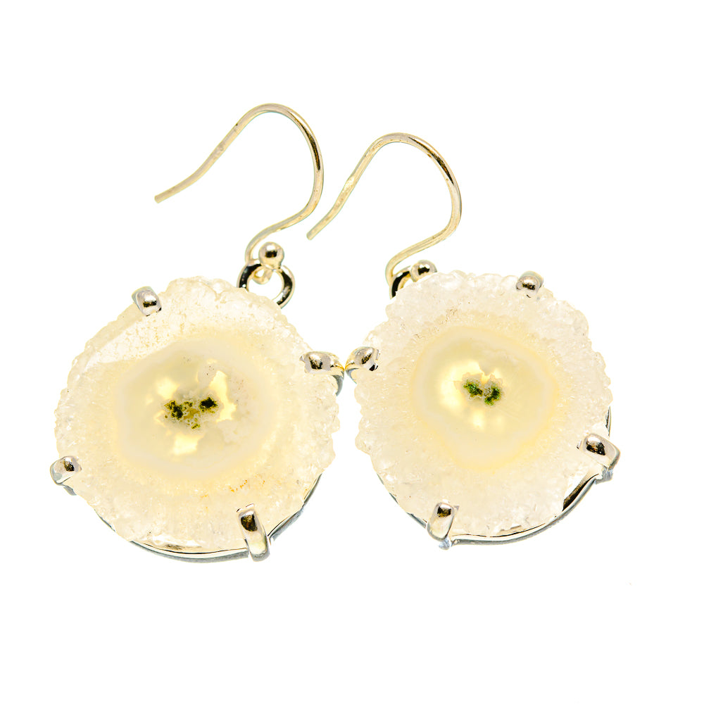 White Solar Quartz Earrings handcrafted by Anasilvercos - EARR413461