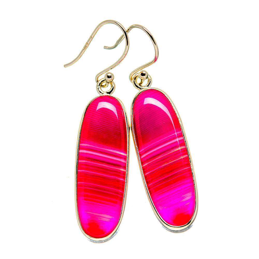 Pink Botswana Agate Earrings handcrafted by Anasilvercos - EARR413471