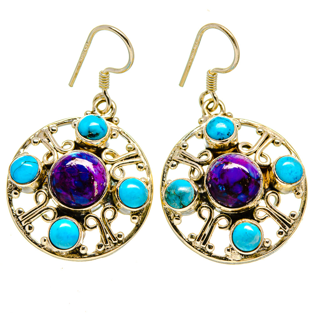 Purple Copper Composite Turquoise, Tibetan Turquoise Earrings handcrafted by Anasilvercos - EARR413613