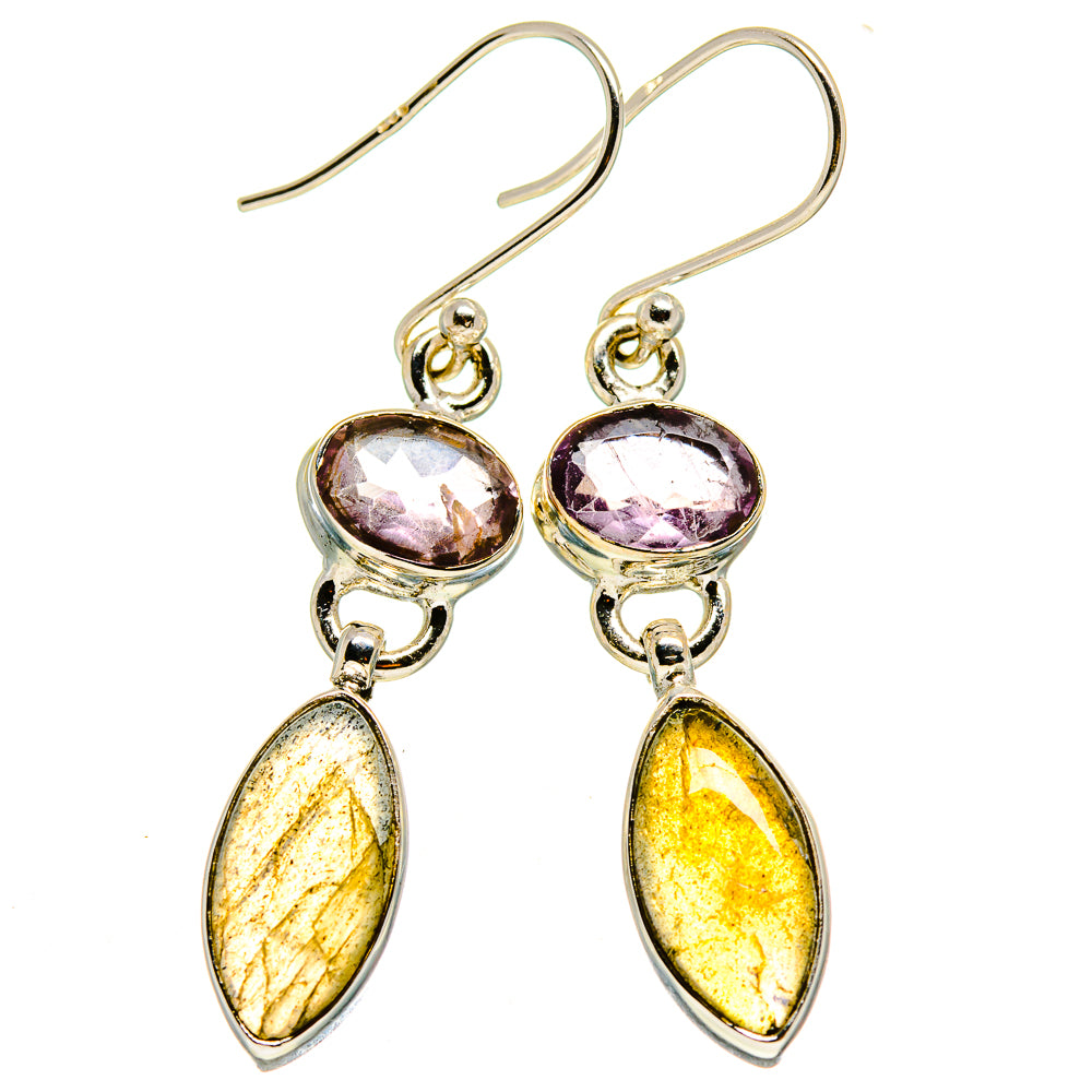 Labradorite, Amethyst Earrings handcrafted by Anasilvercos - EARR413615
