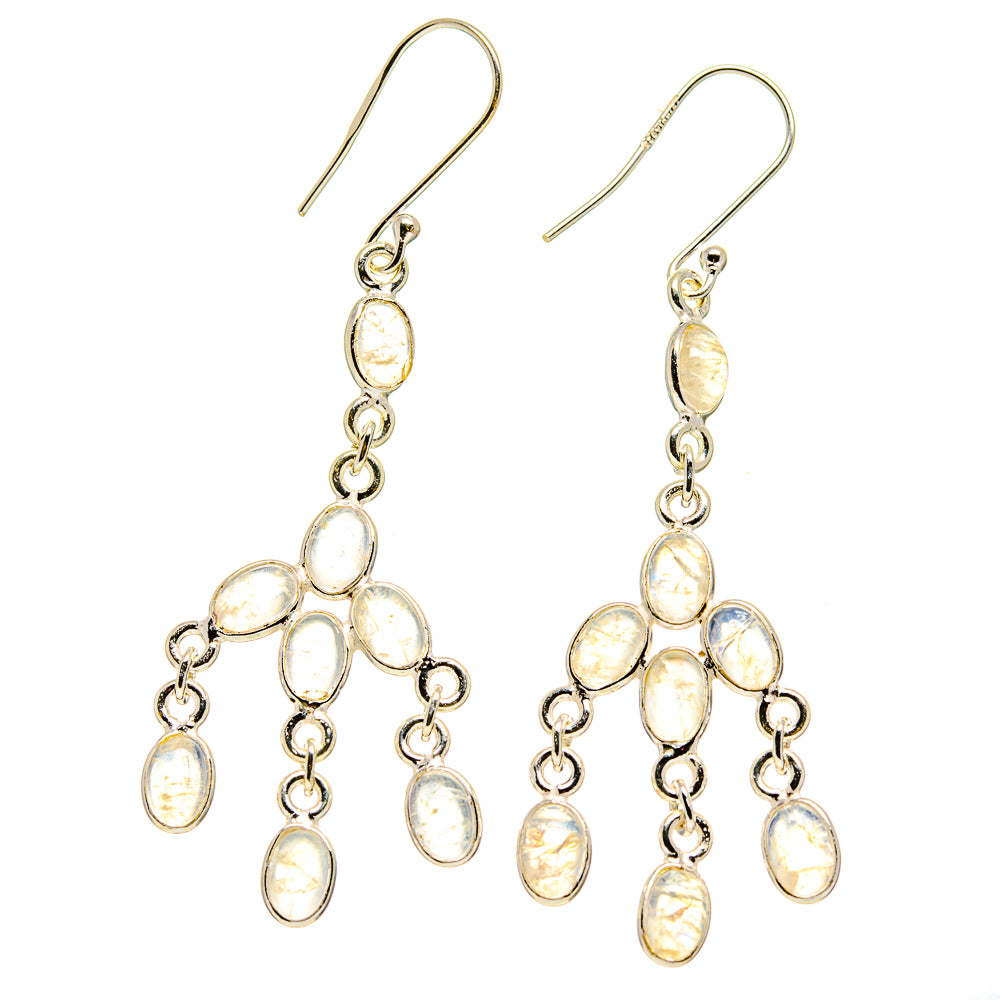 Rainbow Moonstone Earrings handcrafted by Anasilvercos - EARR413636