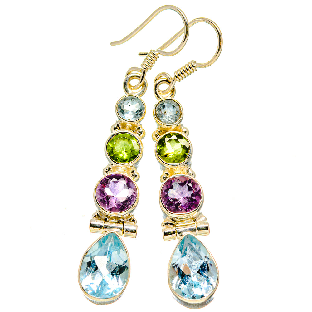 Blue Topaz, Amethyst, Peridot Earrings handcrafted by Anasilvercos - EARR413637