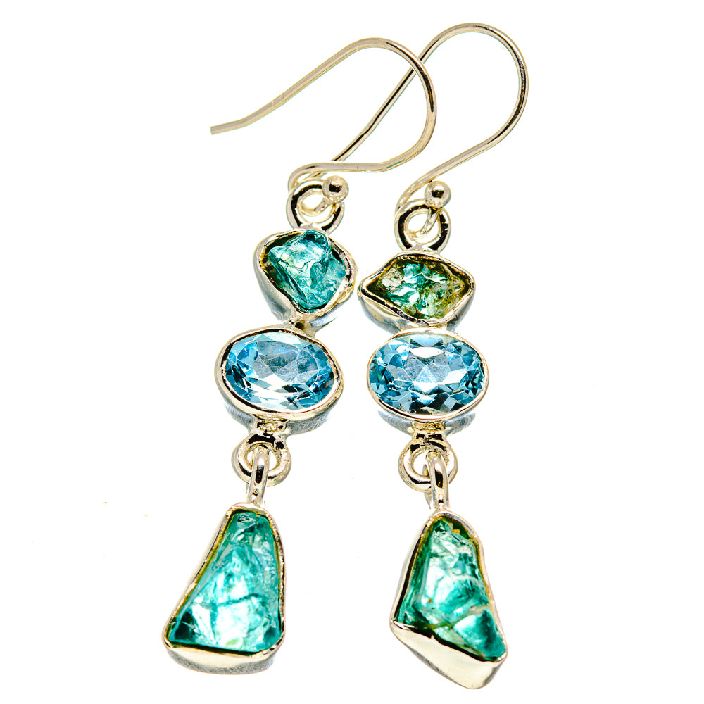Blue Fluorite, Blue Topaz Earrings handcrafted by Anasilvercos - EARR413640