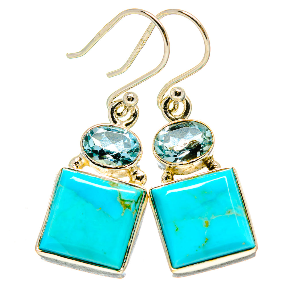 Arizona Turquoise, Blue Topaz Earrings handcrafted by Anasilvercos - EARR413641