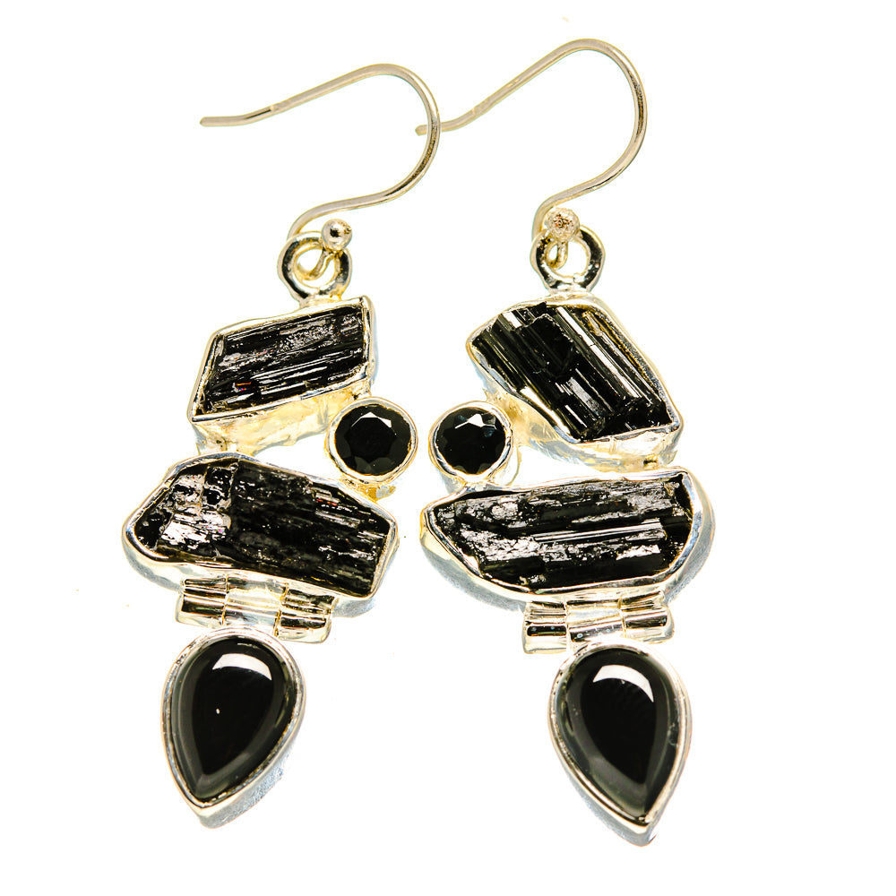 Black Onyx, Black Tourmaline Earrings handcrafted by Anasilvercos - EARR413653