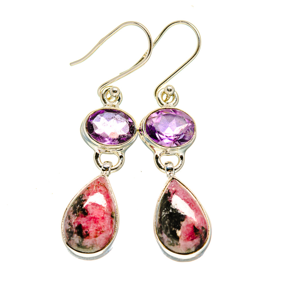 Rhodonite, Amethyst Earrings handcrafted by Anasilvercos - EARR413654
