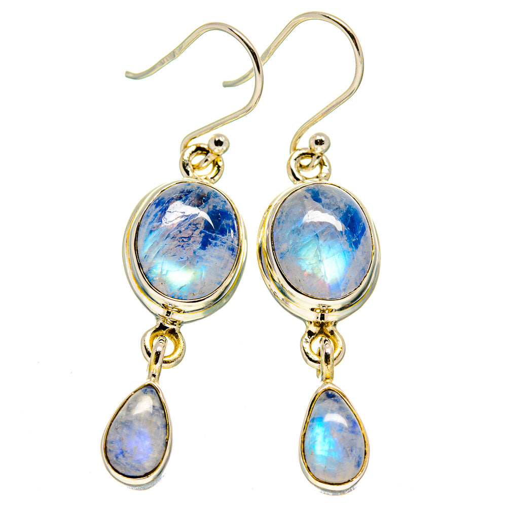 Rainbow Moonstone Earrings handcrafted by Anasilvercos - EARR413663