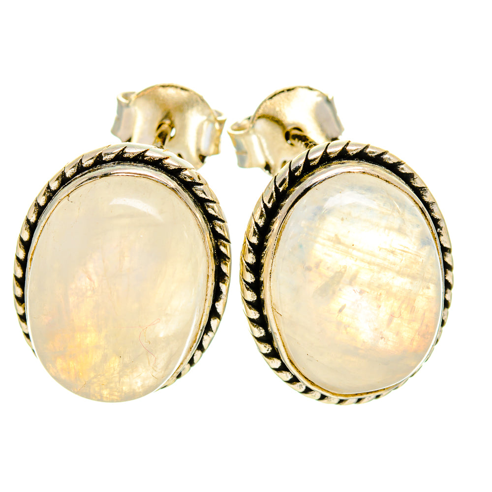 Rainbow Moonstone Earrings handcrafted by Anasilvercos - EARR413664